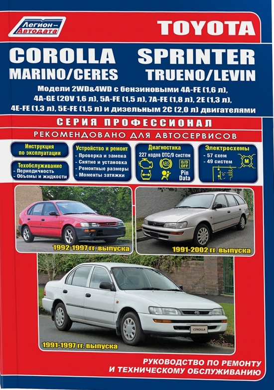 Toyota COROLLA, COROLLA SPRINTER, MARINO / CERES, TRUENO / LEVIN 1991-2002 гг серия Профессионал